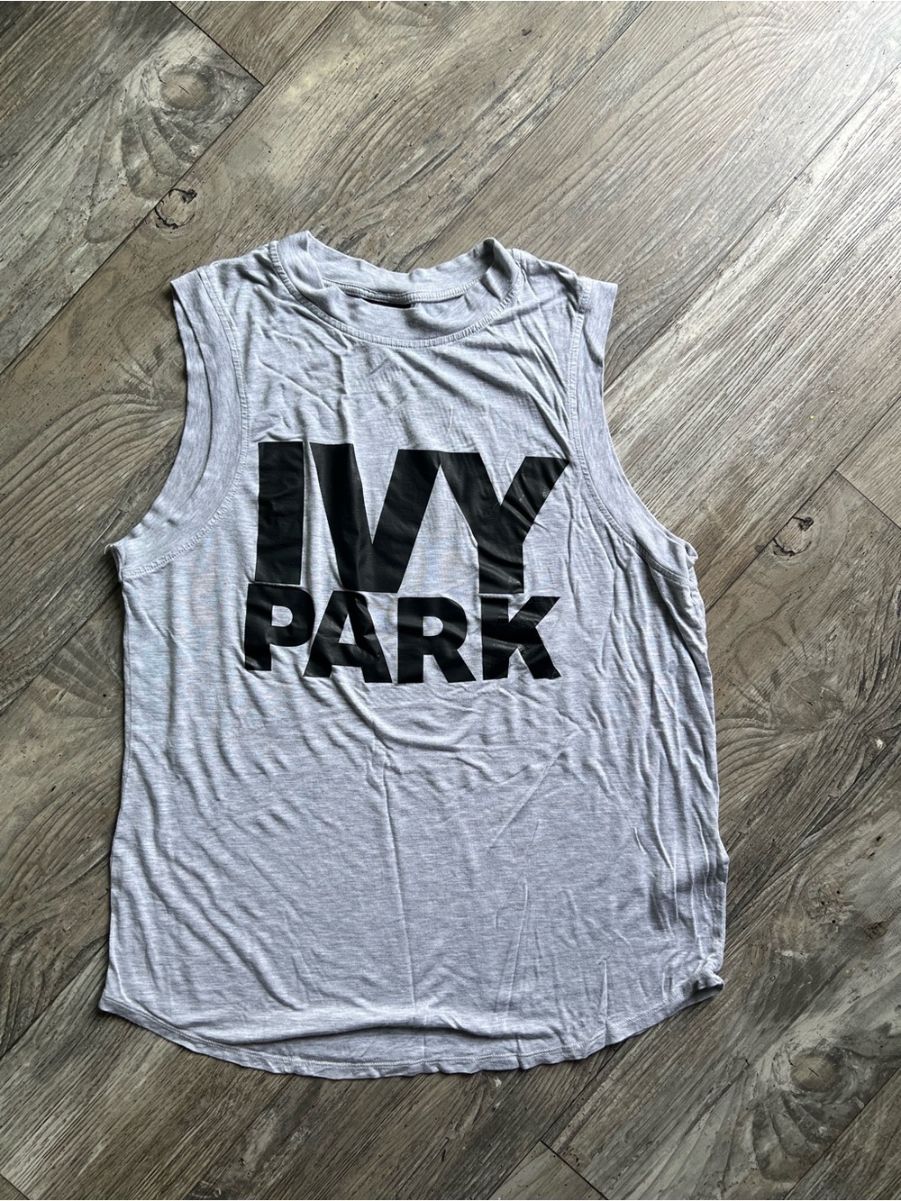 IVY PARK Light Gray Tee with Black Logo Tag